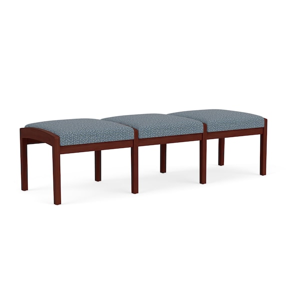 Lenox Wood 3 Seat Bench Wood Frame, Mahogany, RF Serene Upholstery
